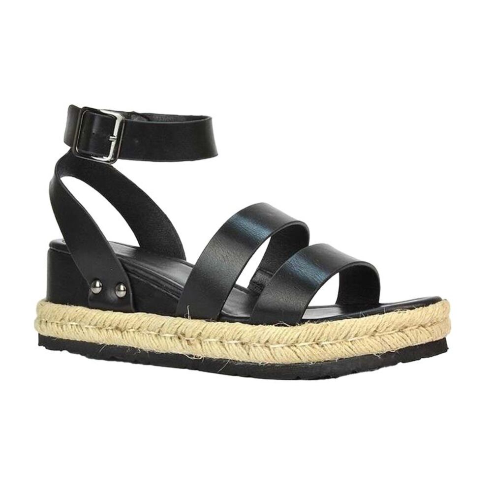 XY London Womens/Ladies Brook Platform Low Wedge Sandals / Black